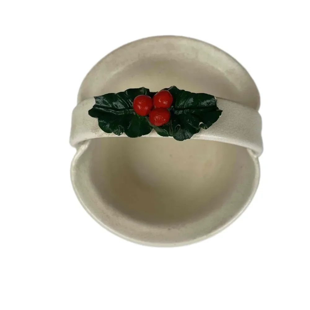 Rob Bartee Pottery Ivory Christmas Basket Clay Earthware‎ Home Decor Vintage
